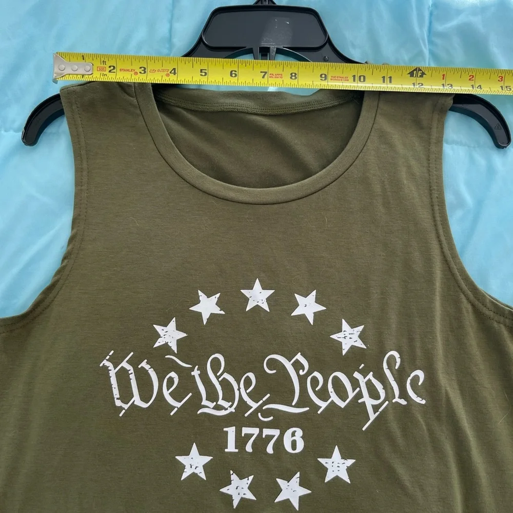 WE THE PEOPLE Medium olive green cotton poly blend unisex tank top like New - Picture 6 of 8